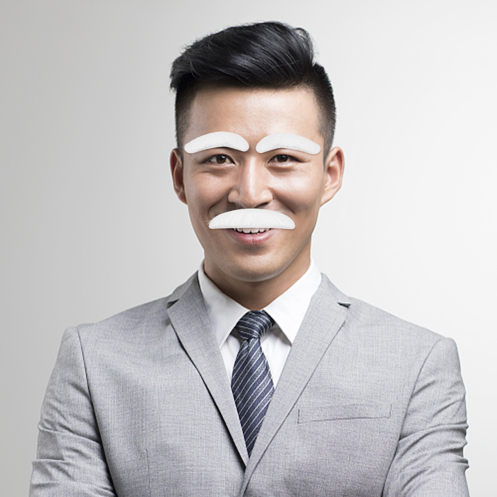 1Set White Fake Beard Eyebrows - Easy Cosplay Prop ulasan dan harga