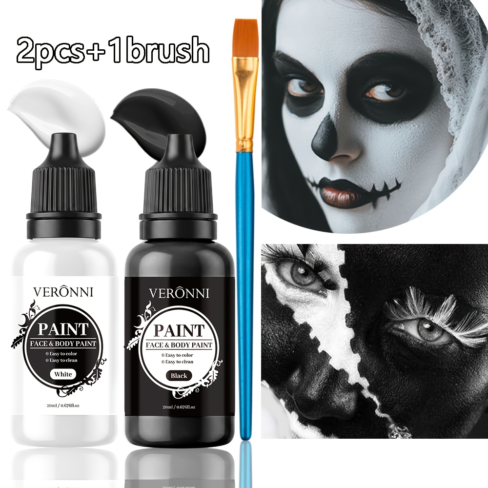 2 Bottles Black & White Face P - Cosplay Prop Paint ulasan dan harga